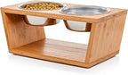 Elevated Dog Bowl Stand- 7" Raised Pet Feeder for Medium Dogs with Four Stainless Steel Bowls.