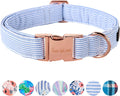 Dog Collar Metal Buckle Blue Stripe Collar Gift Durable Cute Collar for Small Medium Large Boys Girls Dogs