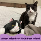 Snuggle Kitty Heartbeat Cat Toy for Kittens and Cats with Real-Feel Pulse and Heat Pack, Calming Sleep Aid for Cat Anxiety, New Kitten Essentials - Grey and White