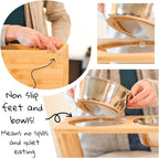 Elevated Dog Bowl Stand- 7" Raised Pet Feeder for Medium Dogs with Four Stainless Steel Bowls.