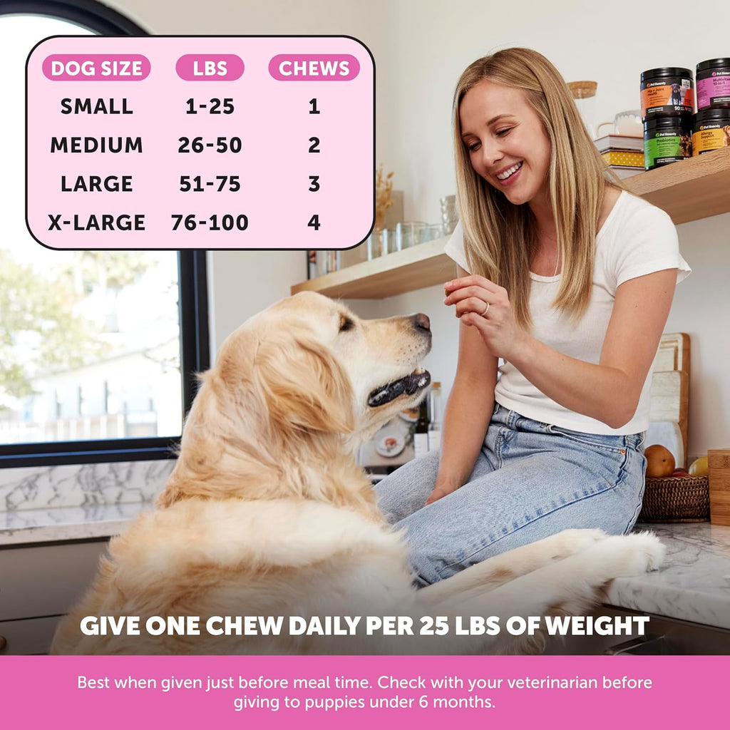 10-In-1 Dog Multivitamin Supplement with Glucosamine & Probiotics - Hip & Joint Support, Digestive Health, Immune Support, Heart & Skin - All-In-One Daily Vitamins & Omega-3S for Dogs (Chicken, 90 Ct)
