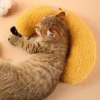Little Pillow for Cats, Ultra Soft Fluffy Pet Calming Toy Half Donut Cuddler for Joint Relief Sleeping Improve Machine Washable
