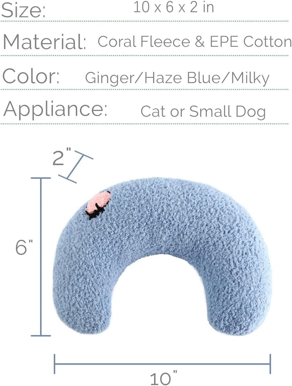 Little Pillow for Cats, Ultra Soft Fluffy Pet Calming Toy Half Donut Cuddler for Joint Relief Sleeping Improve Machine Washable