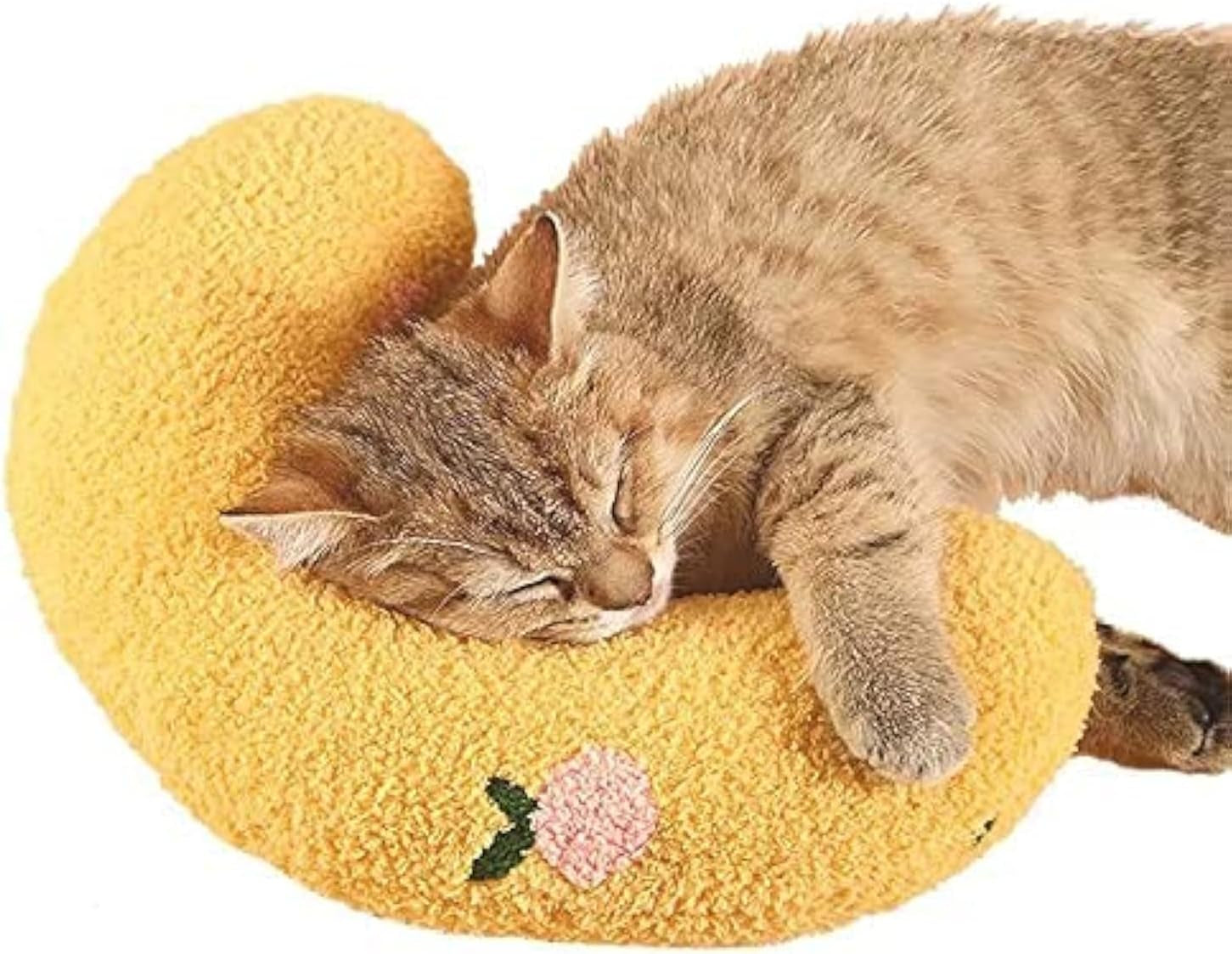 Little Pillow for Cats, Ultra Soft Fluffy Pet Calming Toy Half Donut Cuddler for Joint Relief Sleeping Improve Machine Washable