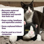 Snuggle Kitty Heartbeat Cat Toy for Kittens and Cats with Real-Feel Pulse and Heat Pack, Calming Sleep Aid for Cat Anxiety, New Kitten Essentials - Grey and White