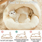 Cat Bed - Pet Slipper Cave Bed for Indoor Cats and Small Dogs, Self Warming, Cozy & Soft Plush, Anti-Slip & Durable, Washable for Kittens and Puppies under 15 Lbs (24"X16", M, Light Brown)