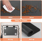 Pet Feeding Mat-Absorbent Pet Placemat for Food and Water Bowl, with Waterproof Rubber Backing, Quick Dry Water Dispenser Mat for Dog and Cat (20"X12", Striped Dark Gray)